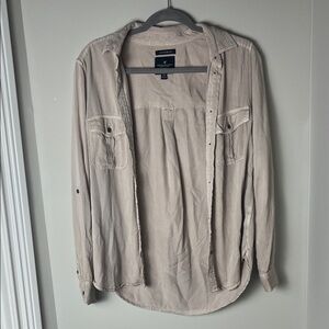 American Eagle Outfitters Women's Beige Button-Up Shirt Jacket